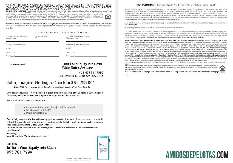 Extrato de empréstimo hipotecário do USA New York Piermont Bank em formatos Word e PDF, 4 páginas 3 4 baixar para verificação